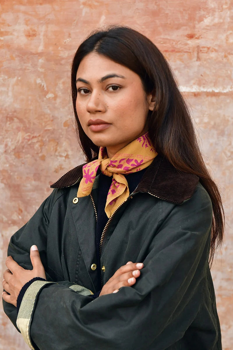Foulard Byzantine Petit Galatie caramel / flame
