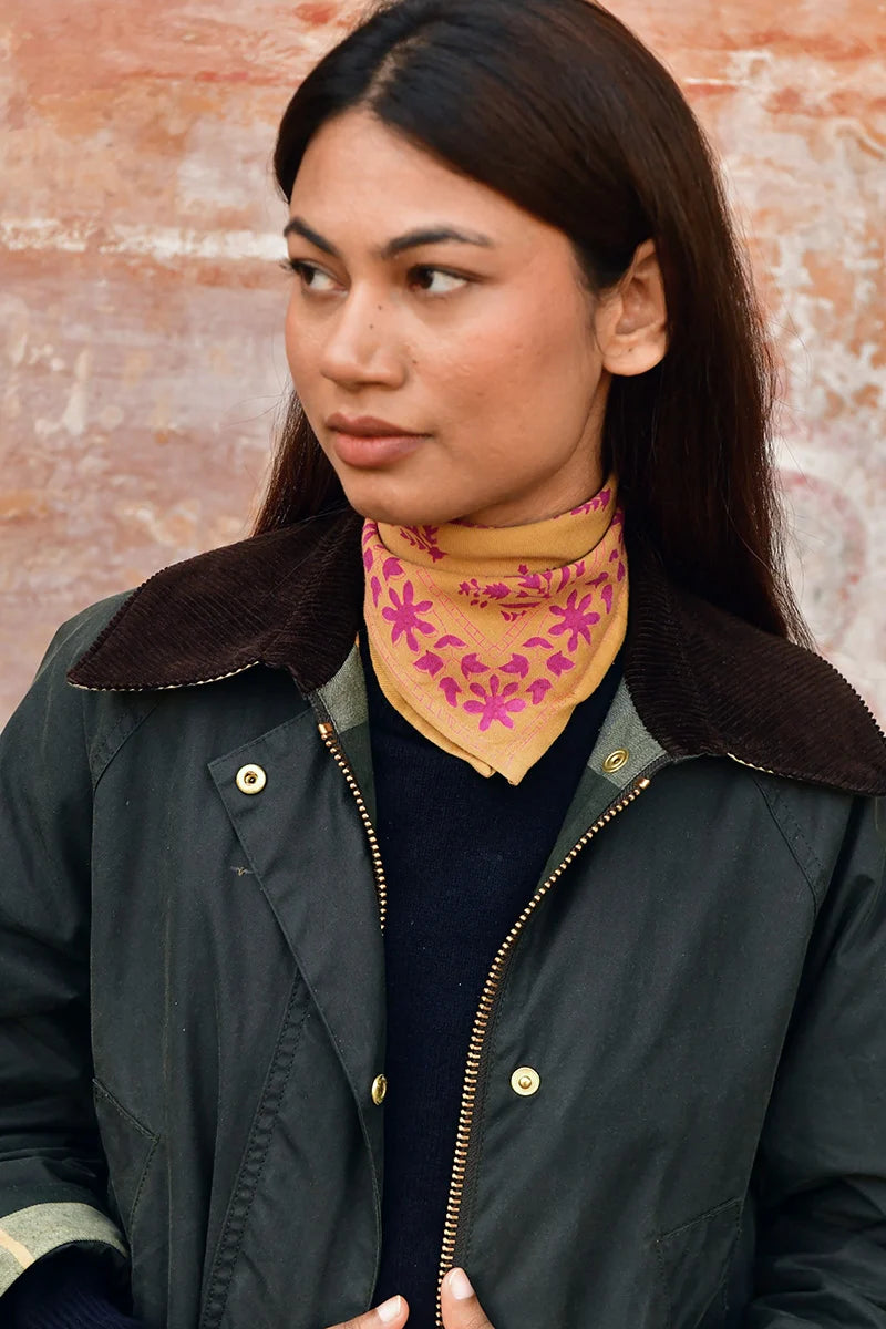 Foulard Byzantine Petit Galatie caramel / flame