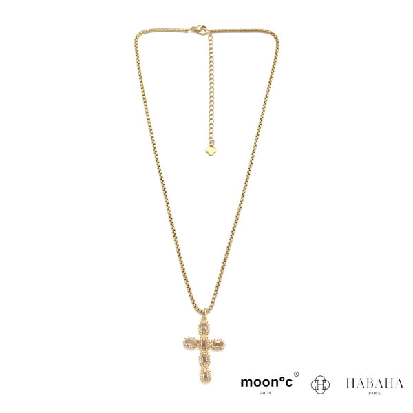 Collier croix  et strass