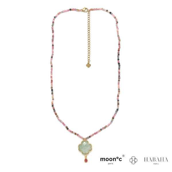 Collier trèfle en tourmaline