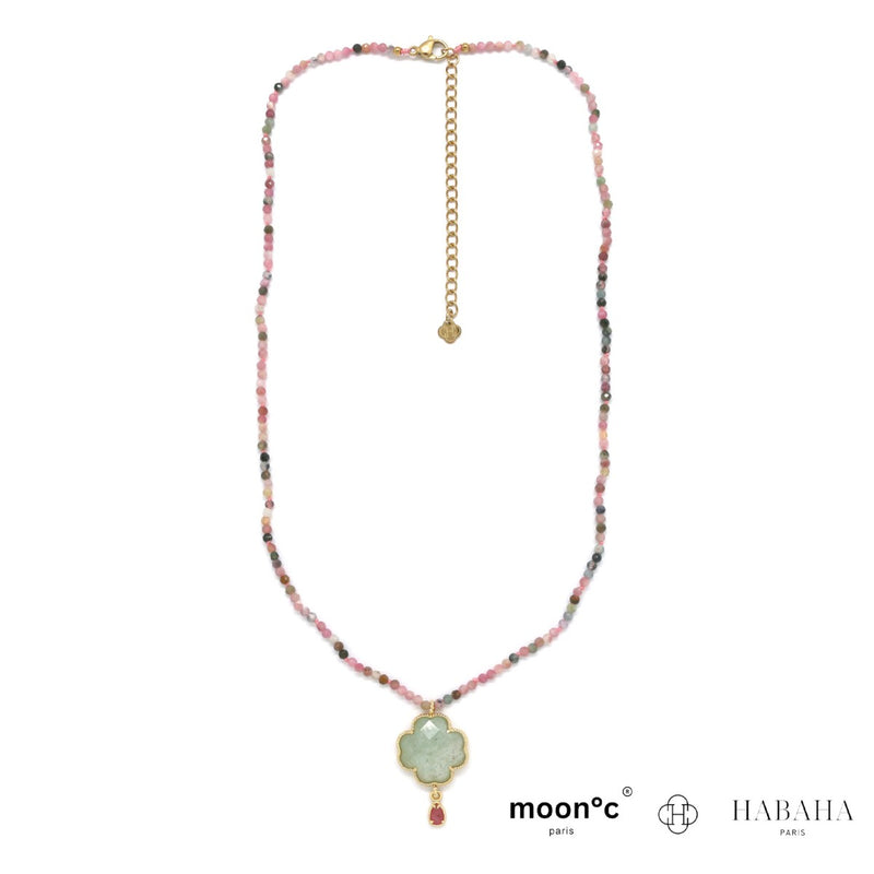 Collier trèfle en tourmaline