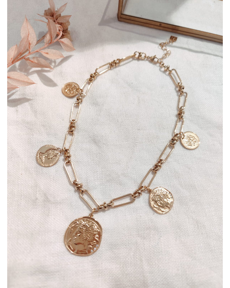 Collier breloques pièces romaines LINE