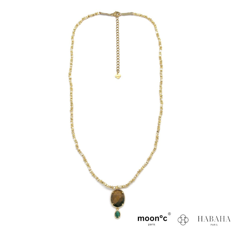 Collier perlés pierres mix et oierre oeil de tigre SYA