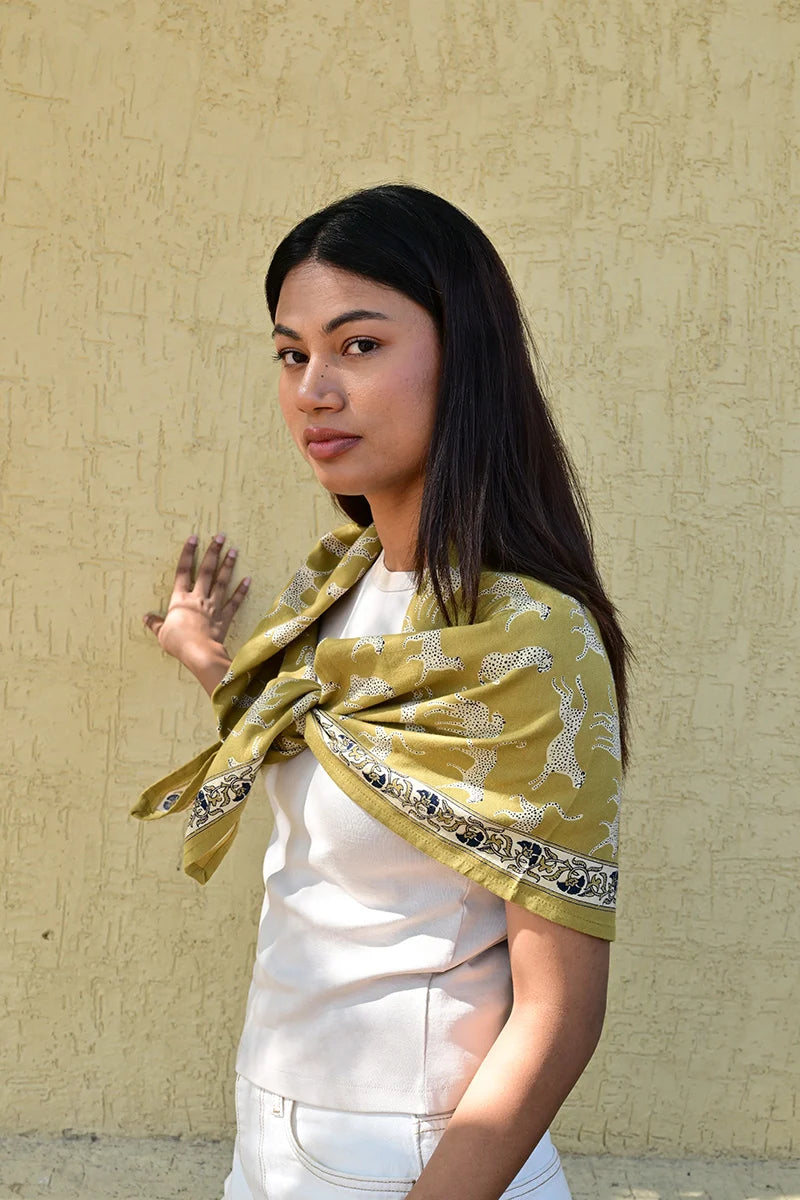 Foulard Byzantine Grand fauve noix