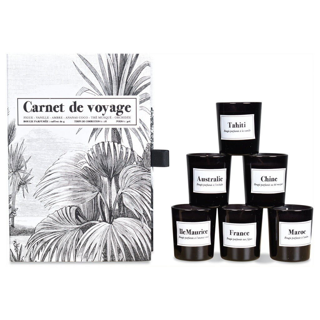 Coffret de 6 bougies carnet de VOYAGE mini