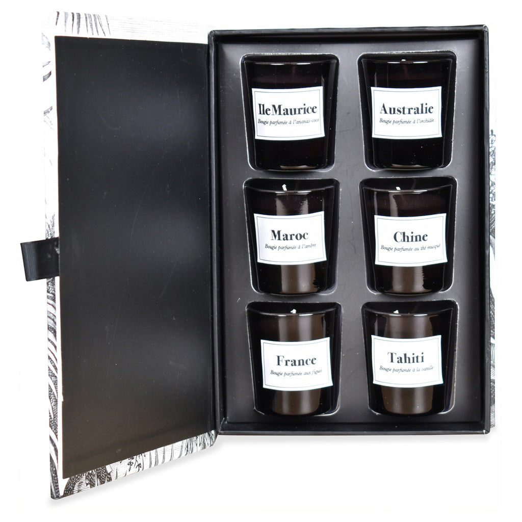 Coffret de 6 bougies carnet de VOYAGE mini