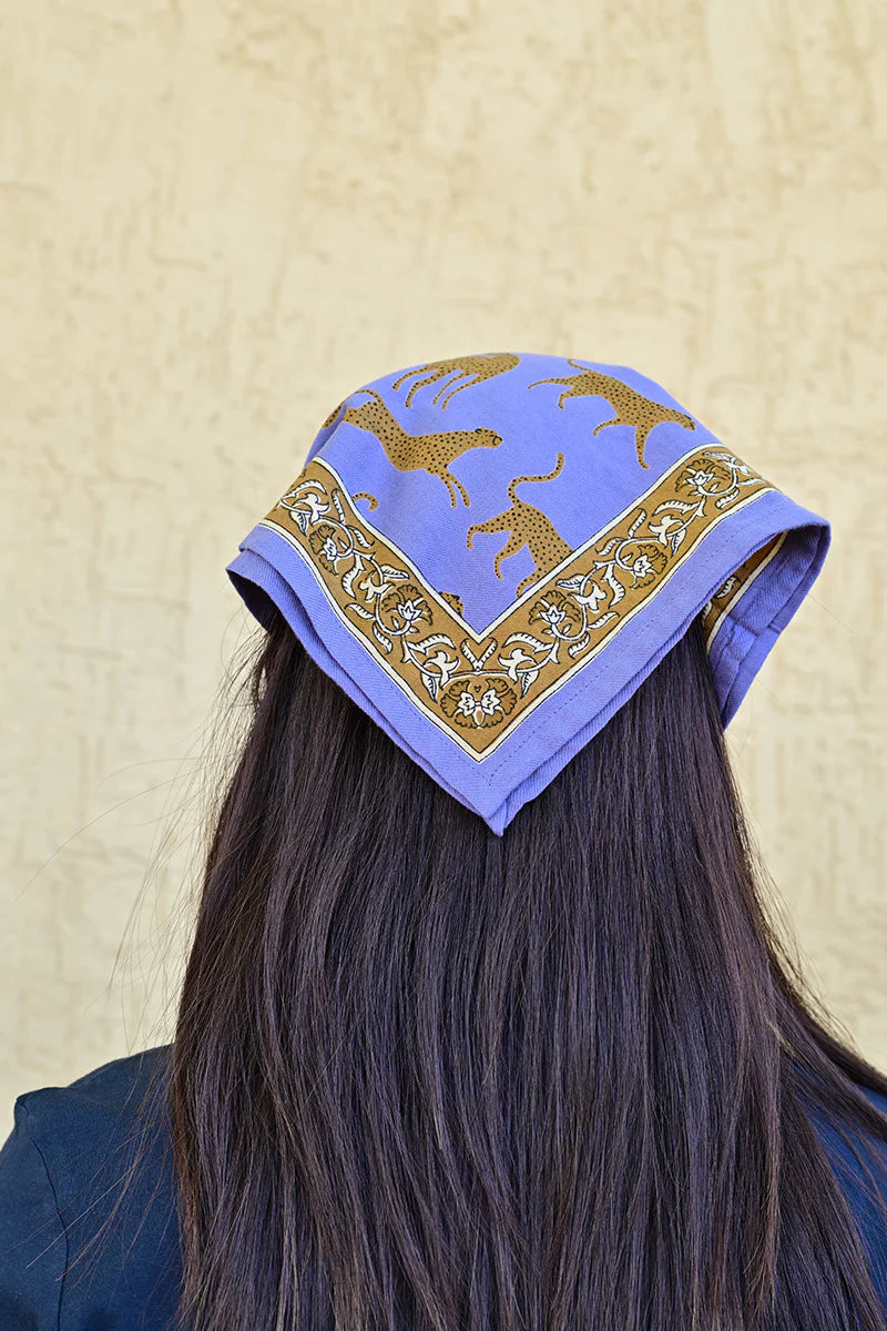 Foulard byzantine Petit Fauve bleu horizon