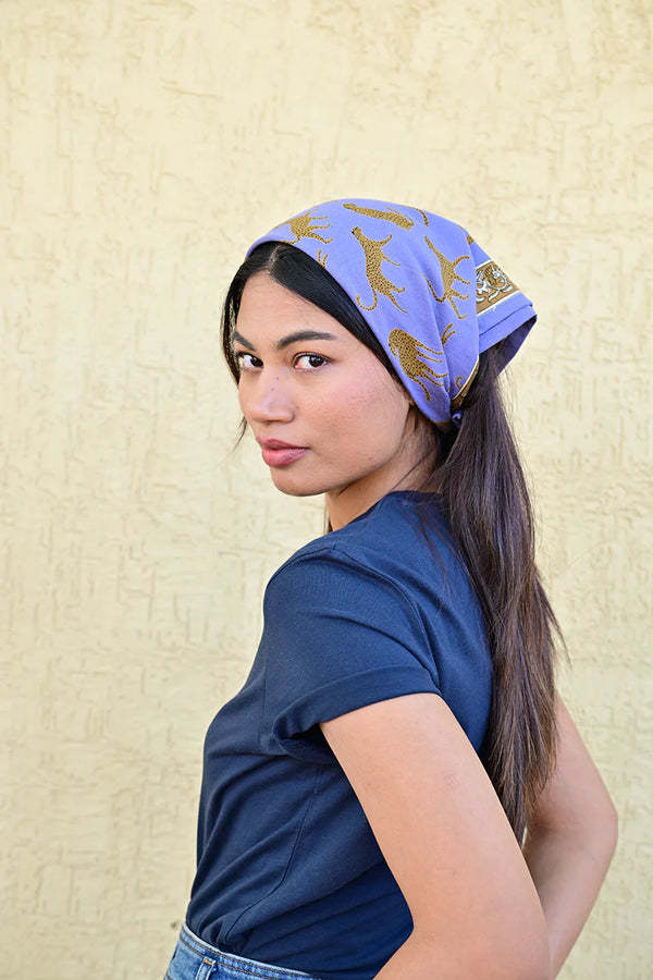 Foulard byzantine Petit Fauve bleu horizon