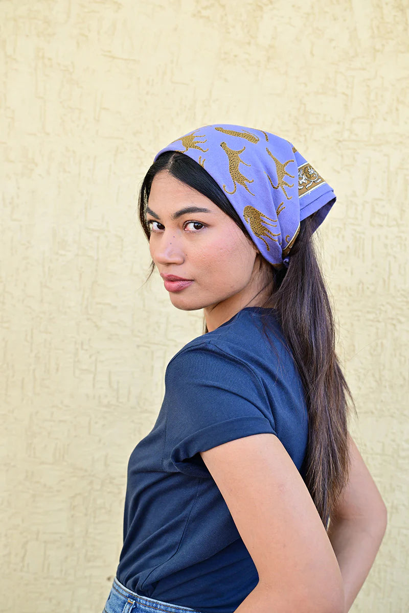 Foulard byzantine Petit Fauve bleu horizon