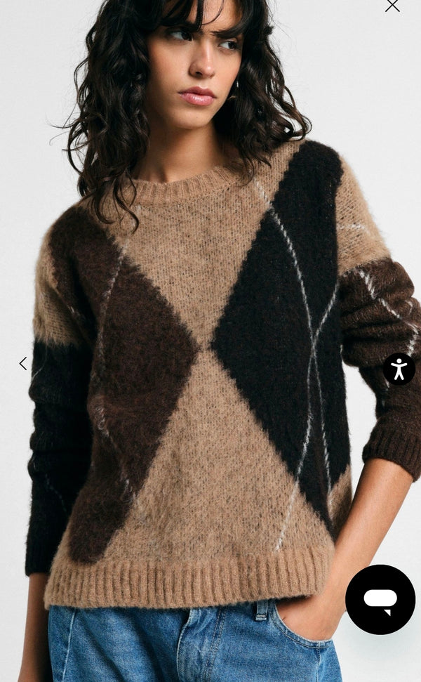Pull please Caro Gilet motif losanges