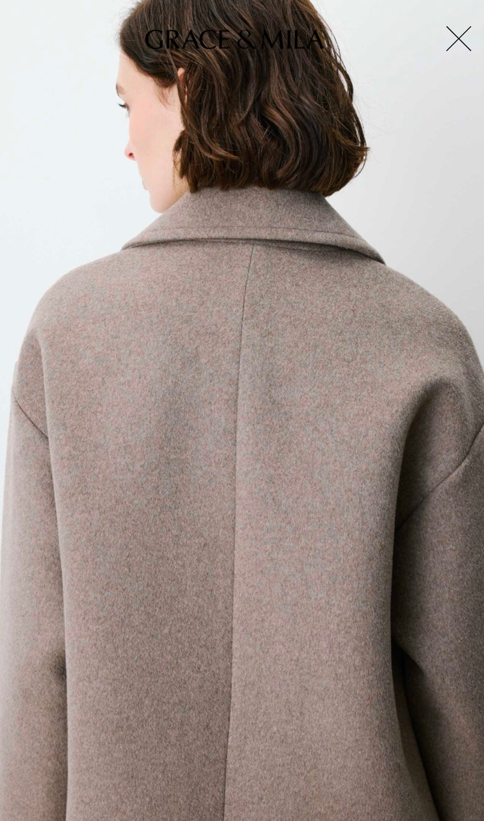 Manteau Grace et Mila  long croisé en laine mélangée grege Alois